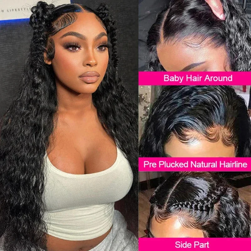 32 34 36Inch Deep Wave 13x4 13x6 Lace Frontal Wig Lace Front Human Hair Wigs For Women 180% Deep Curly Brazilian Human Hair Wig