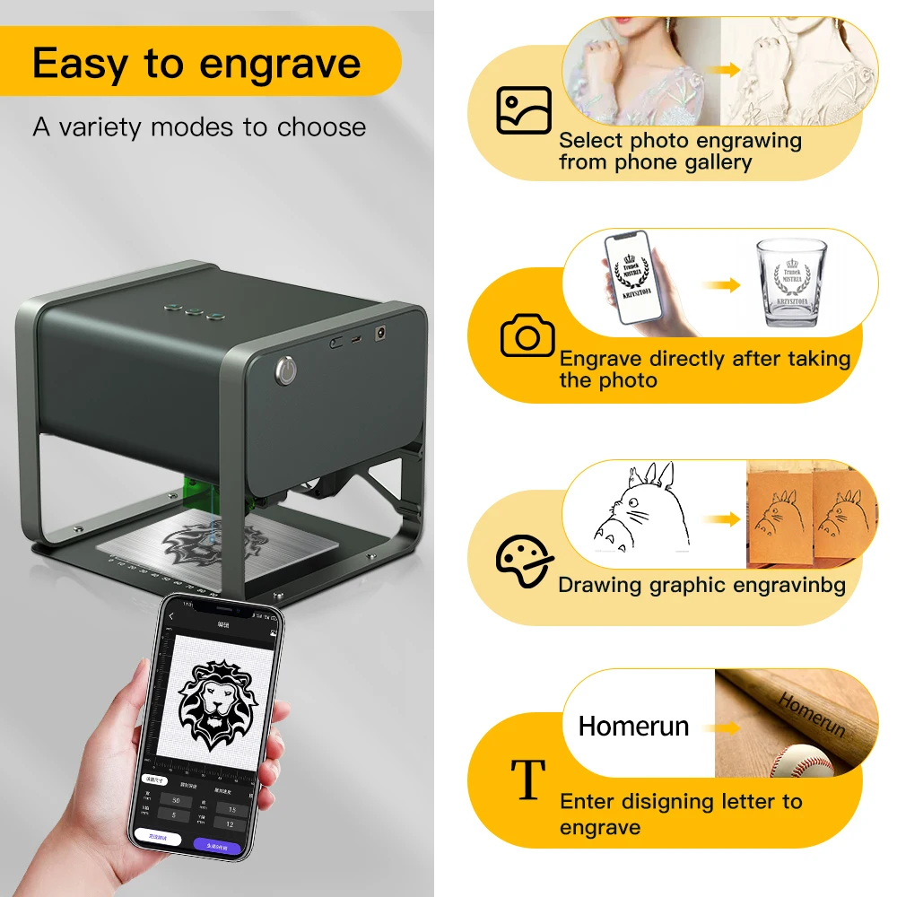 Laser Engraver TX Mark Printer Cutter Woodworking Machines Plastic 5500mw Bluetooth Mini Laser Engraving Marking Machine