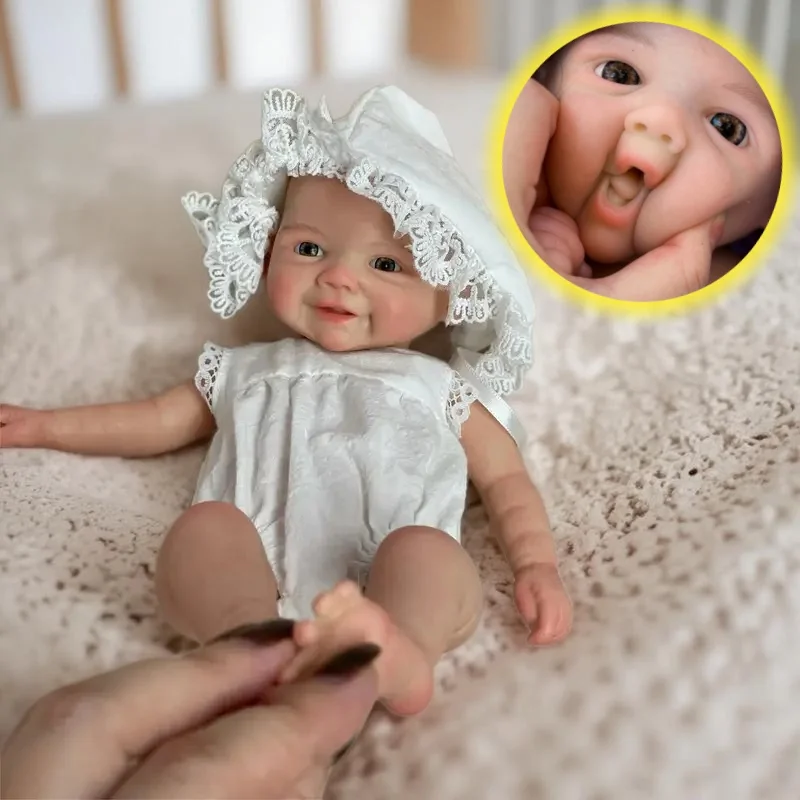 

2 Sets Clothes With 13Inch Open Mouth Vivienne bebê reborn de silicone sólido Girl Doll Painted Skin Lifelike Real Newborn Doll