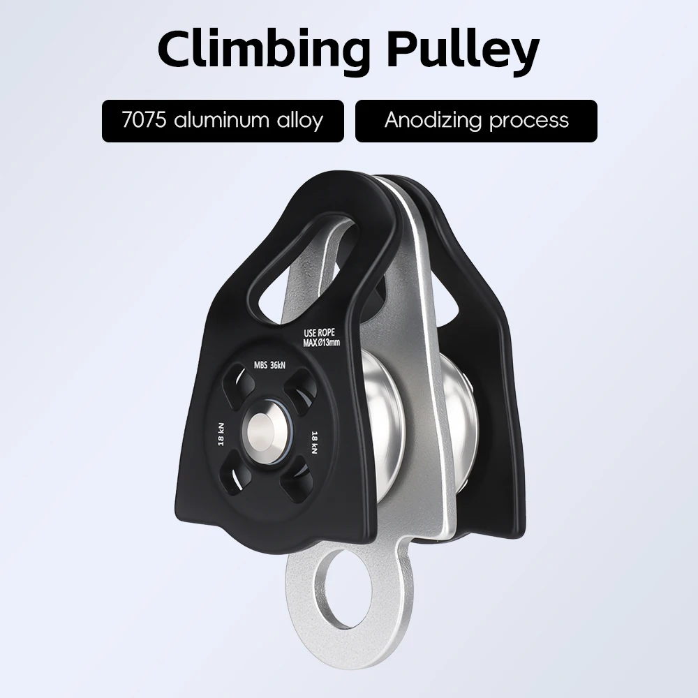 Outdoor Climbing Firefighting and Rescue High Tensile Force Side Panel Flat Bottomed Small Pulley Labor-Saving  Hauling Pulley