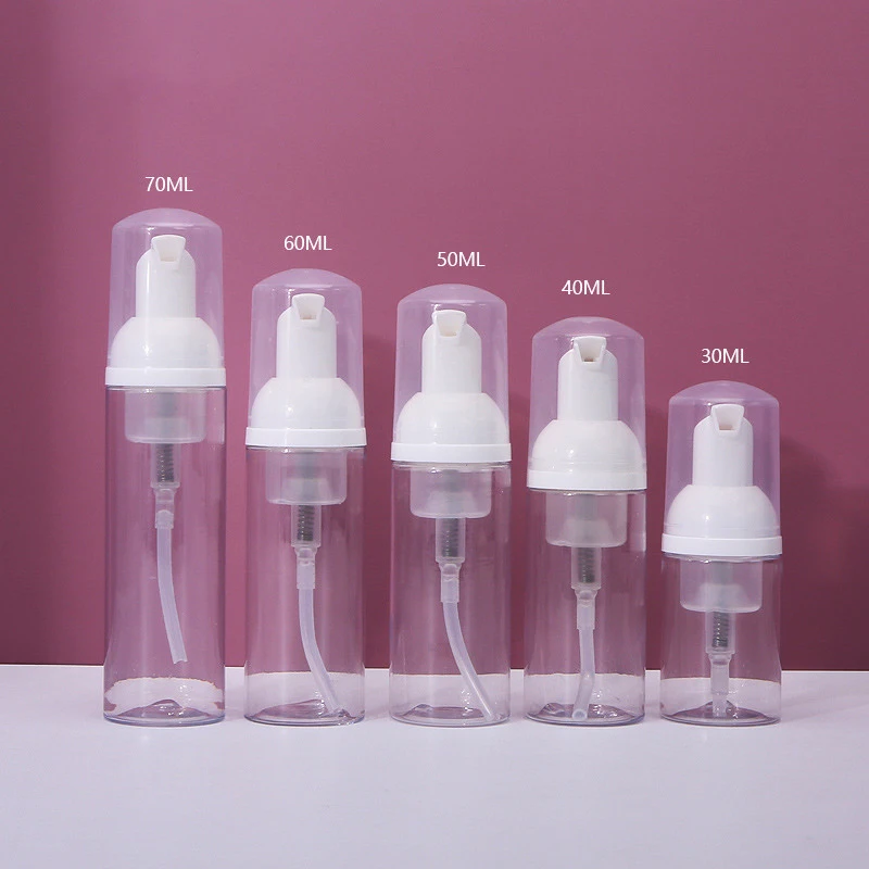 30/50/60/80/100ml Small Foam Dispenser Plastic Pump Bottles Mini Empty Refillable Bottle for Travel Cleaning Cosmetics Packaging