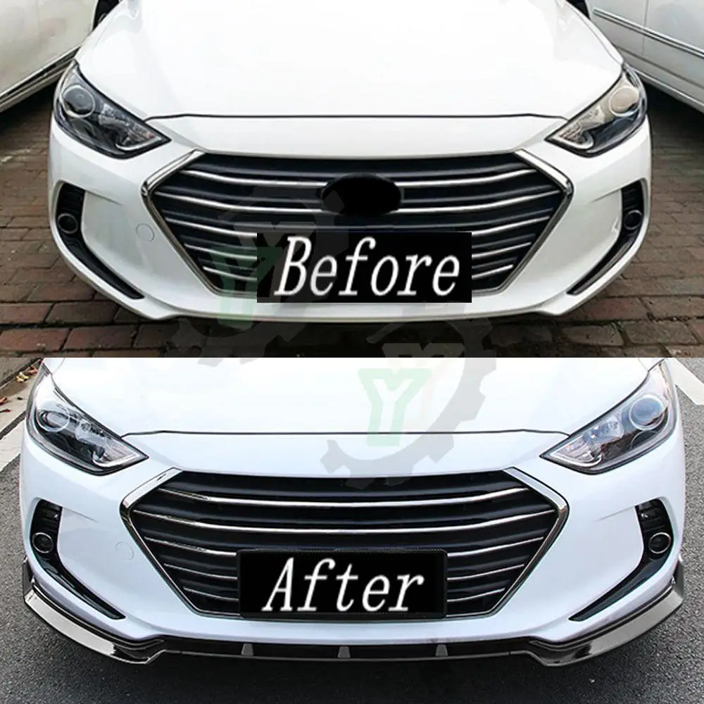 3PCS Car Front Bumper Lip Spoiler Splitter Diffuser Detachable Body Kit Cover Guard For Hyundai Elantra 2016 2017 2018 2019