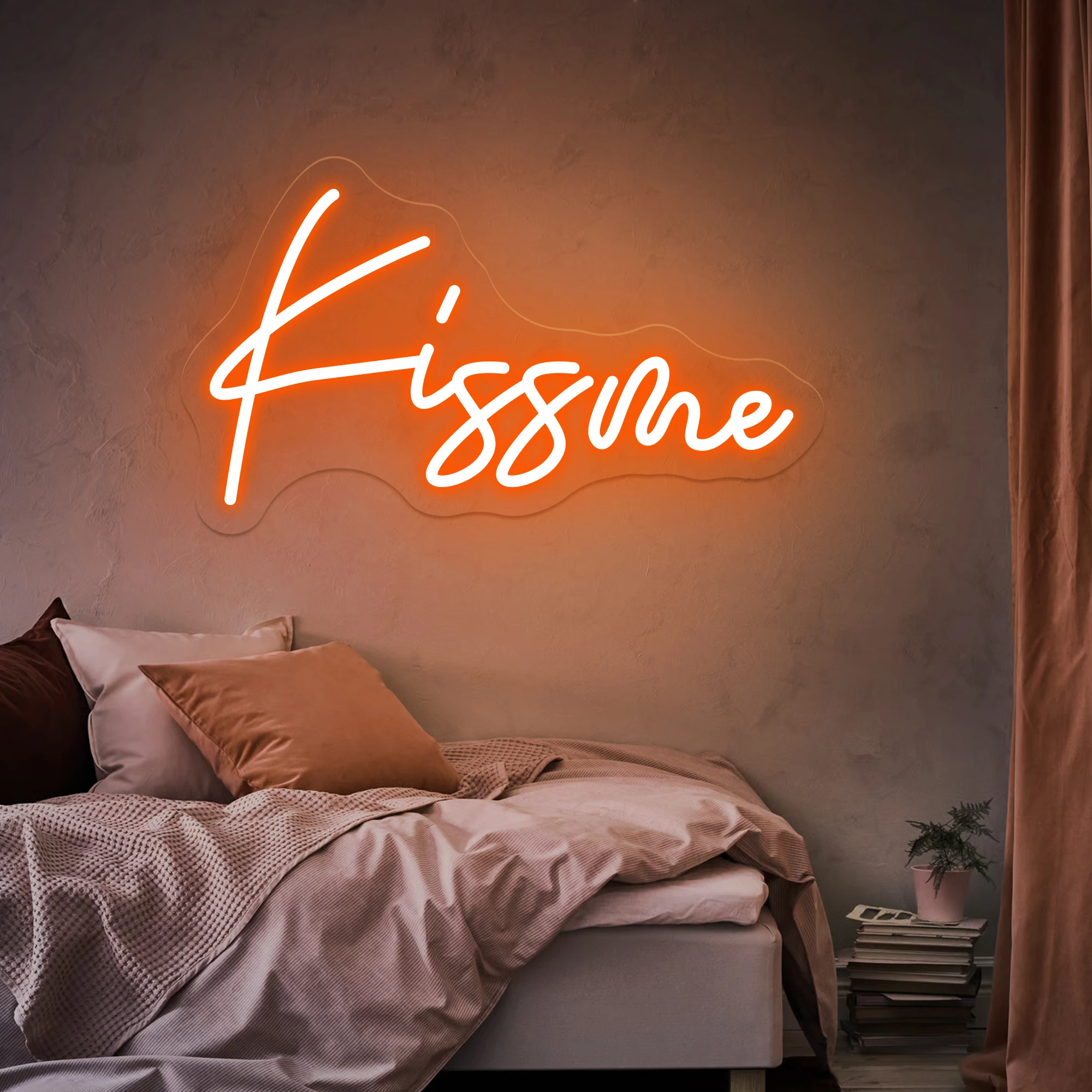 Kiss Me Neon Sign 12 Colors Custom LED Romantic Christmas Wedding Bedroom Neon Sign Wall Decor Display Lamp Gift for Couple