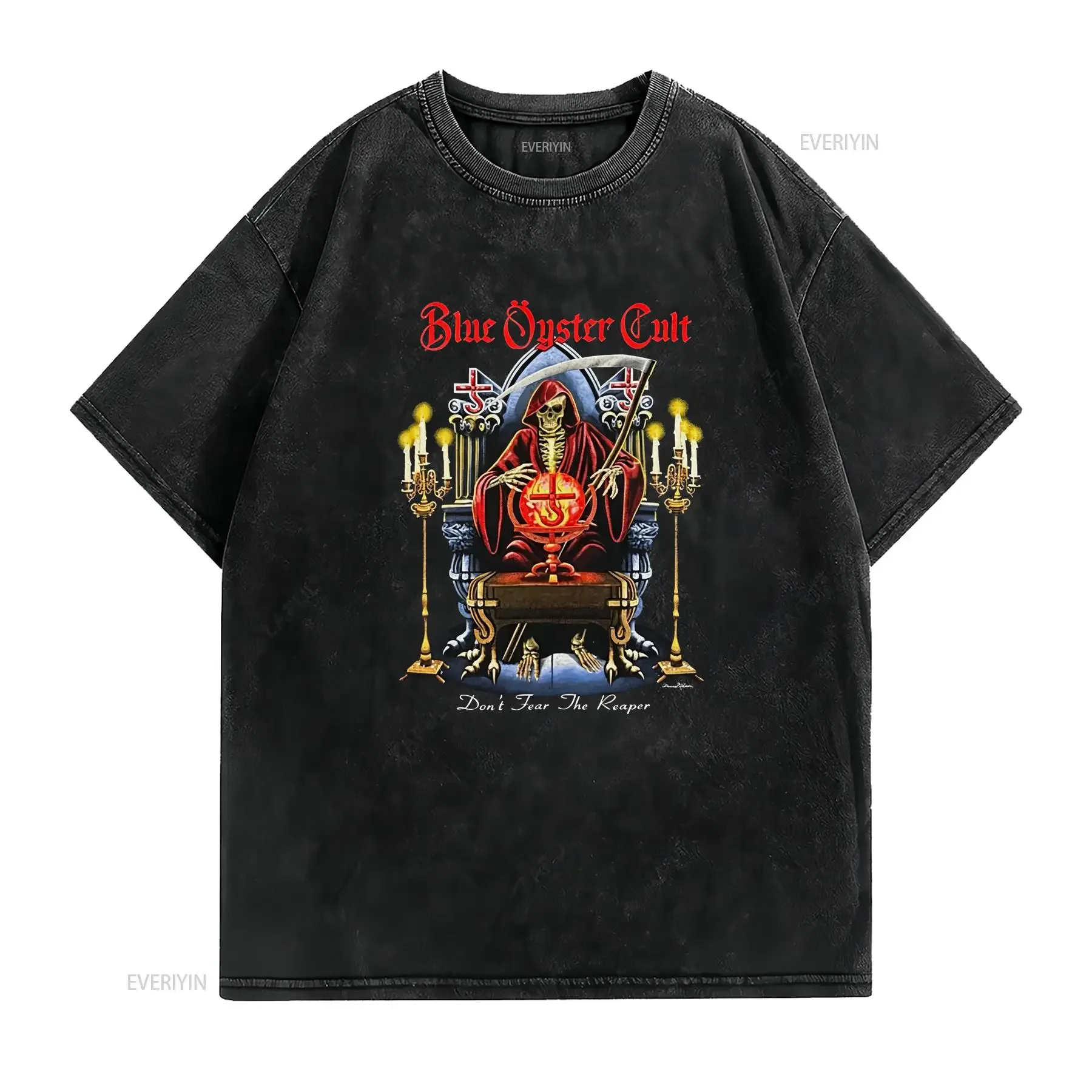 Vtg Blue Oyster Cult Band Don't Fear The Reaper Cotton Black T Shirt CS248 vintage Washed Casual Comfortable Versatile homme