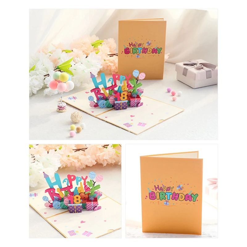 3D Threedimensional Birthday Greeting Card Colorful Handmade Paper Carving Blessing Gift Message Insertable Digital Card Durable