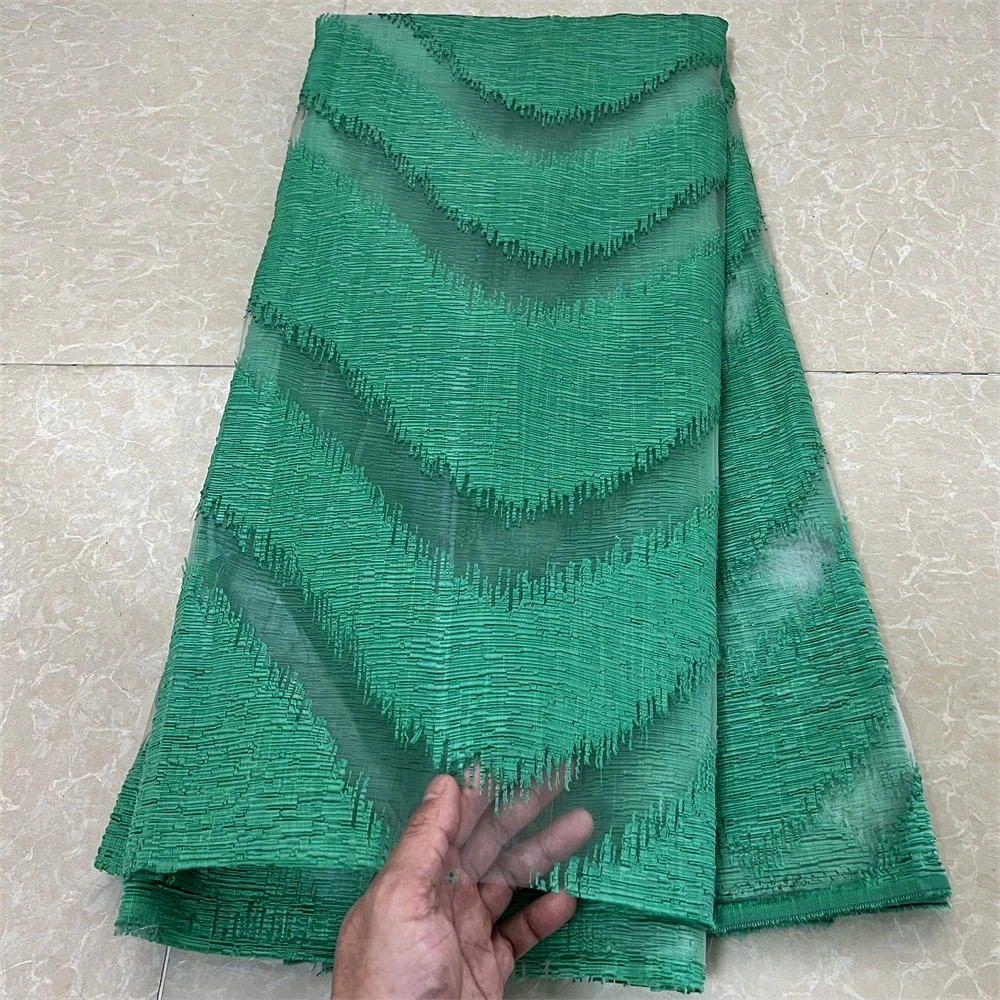 Imagem -06 - Tecido de Renda Africano com Bordado para Mulheres Pano de Organza Verde Jardas Vestidos de Festa por Metro Alta Qualidade 2023