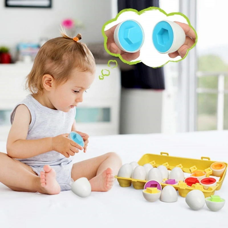 Intelligentes Eier-Spielzeug für Kinder, Farbform-Matching, Spiele entwickeln, Simulationseier, Lernspielzeug, Kleinkinder, 3D-Puzzles, sensorisches Spielzeug