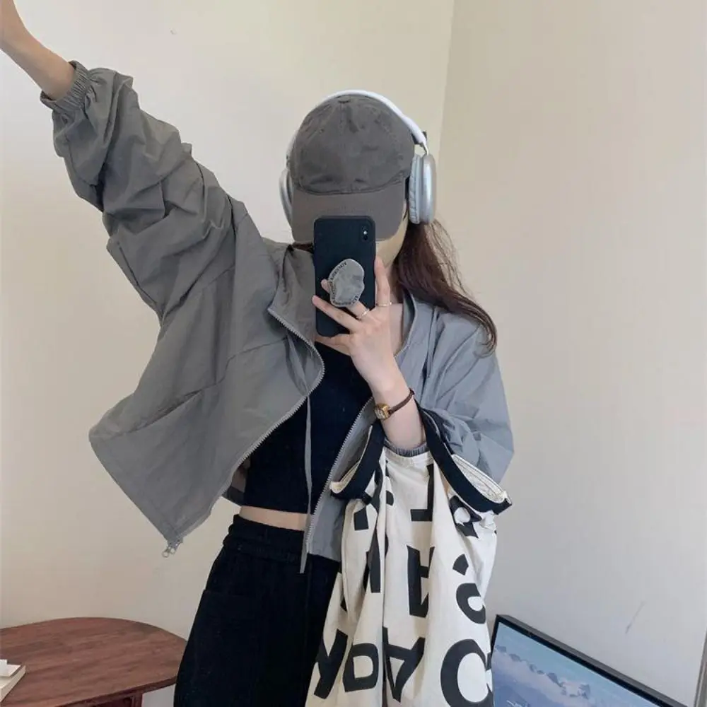 الرباط ملابس الحماية من الشمس المضادة للأشعة فوق البنفسجية بأكمام طويلة سريعة الجافة السترات النساء الكورية نمط طويل الأكمام مقنعين واقية من الشمس #1