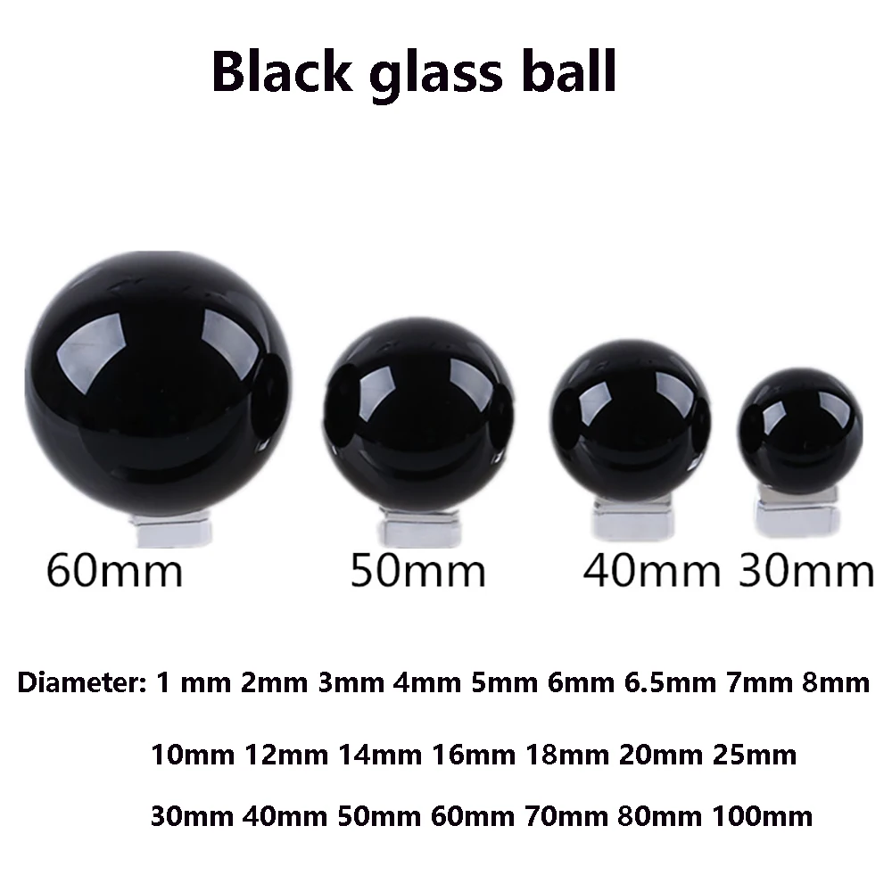1-50PCS Black Solid Crystal Glass Marble Beads 1MM-100MM Diameter Buddha Craftsmanship Ornaments Jewelry Making Accessories