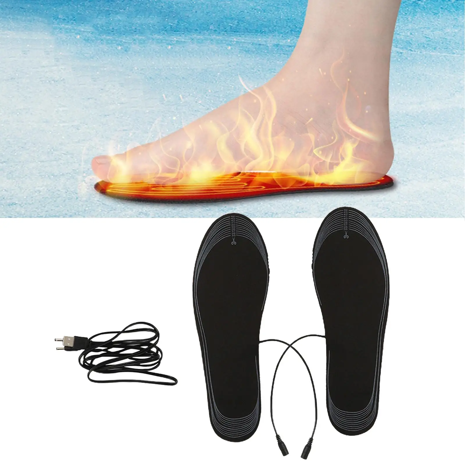 USB Electric Heated Shoe Insoles Battery Feet Heater for Women Fishing