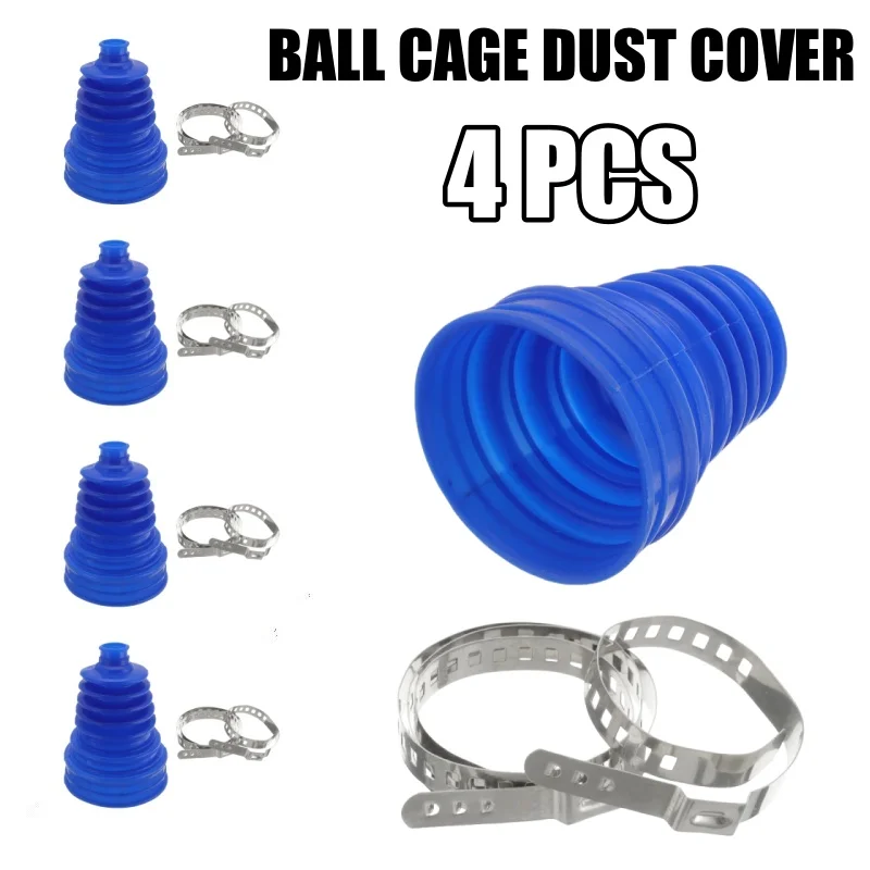 

Universal 4Pcs 25mm Car Rubber Constant Speed Dust Cover Replacement CV Boot Ball Round Clamp Track Connector Kit