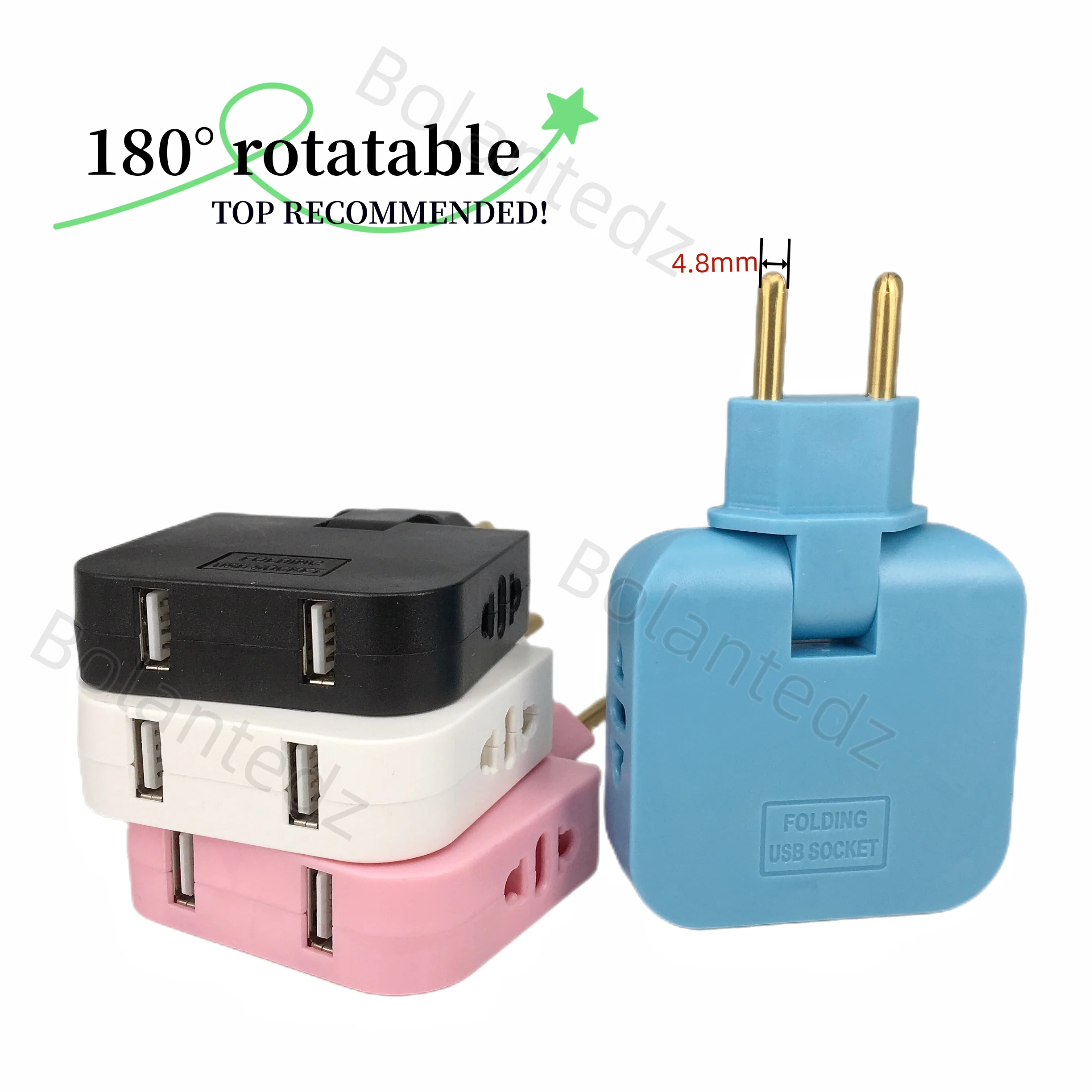 Adaptateur de prise de courant pliable EU, convertisseur de puissance, prise électrique KR, prise AC, 2USB, 3 en 1, voyage US vers EU