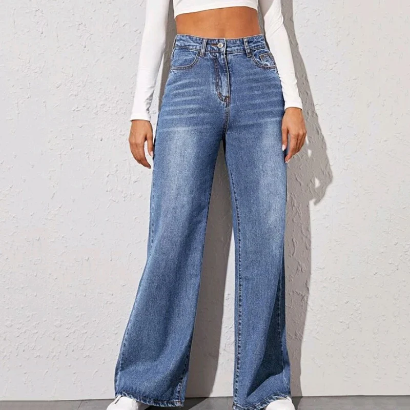 

Rimocy Autumn Winter Vintage Denim Pants Women 2024 Fashion Baggy High Waist Jeans Woman Streetwear Wide Leg Straight Trousers