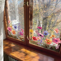 Double Sided Colorful Flowers Butterfly Wall Sticker Electrostatic Paste Window Glass Paste Visible Film Decorative Wall