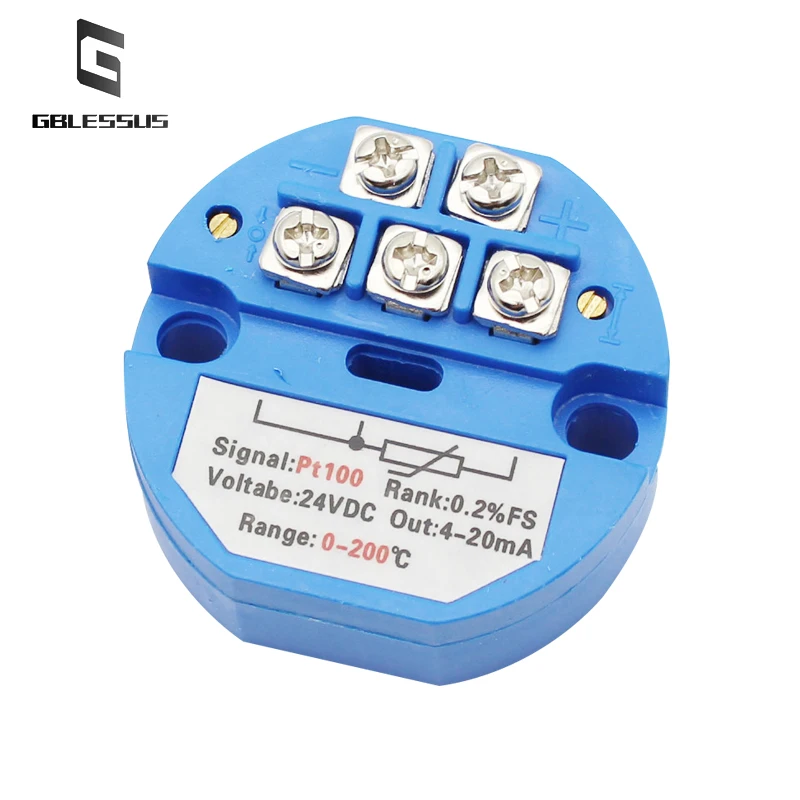 Temperature Transmitter Pt100 Thermal Resistance Temperature DC24V Measurement Inverter Control 4-20mA/0-5V/0-10V  0-200℃