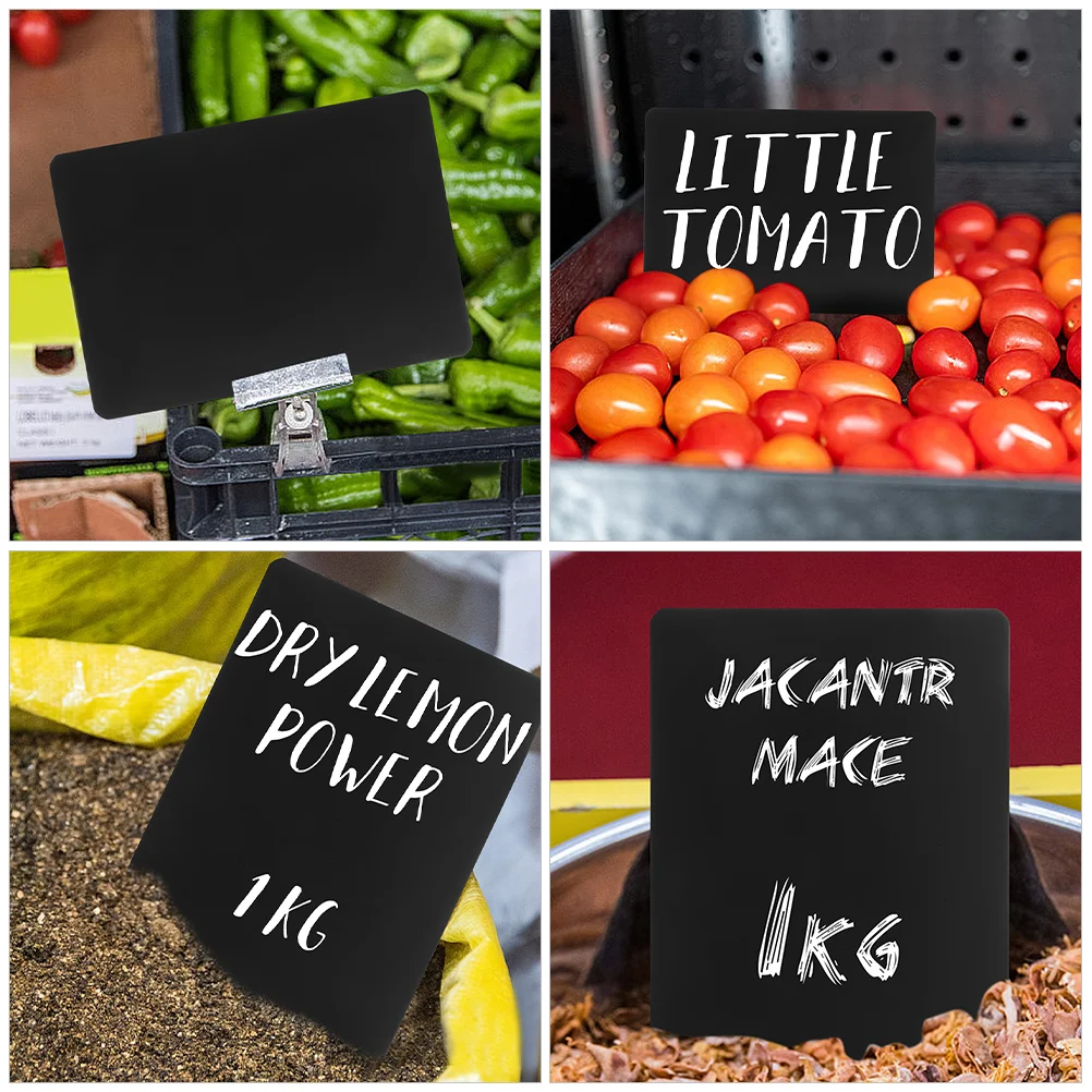 12 Pcs Food Label Desktop Signs Bulk Mini Chalkboard Stable Price Tag Display Abs Shelf Retail for