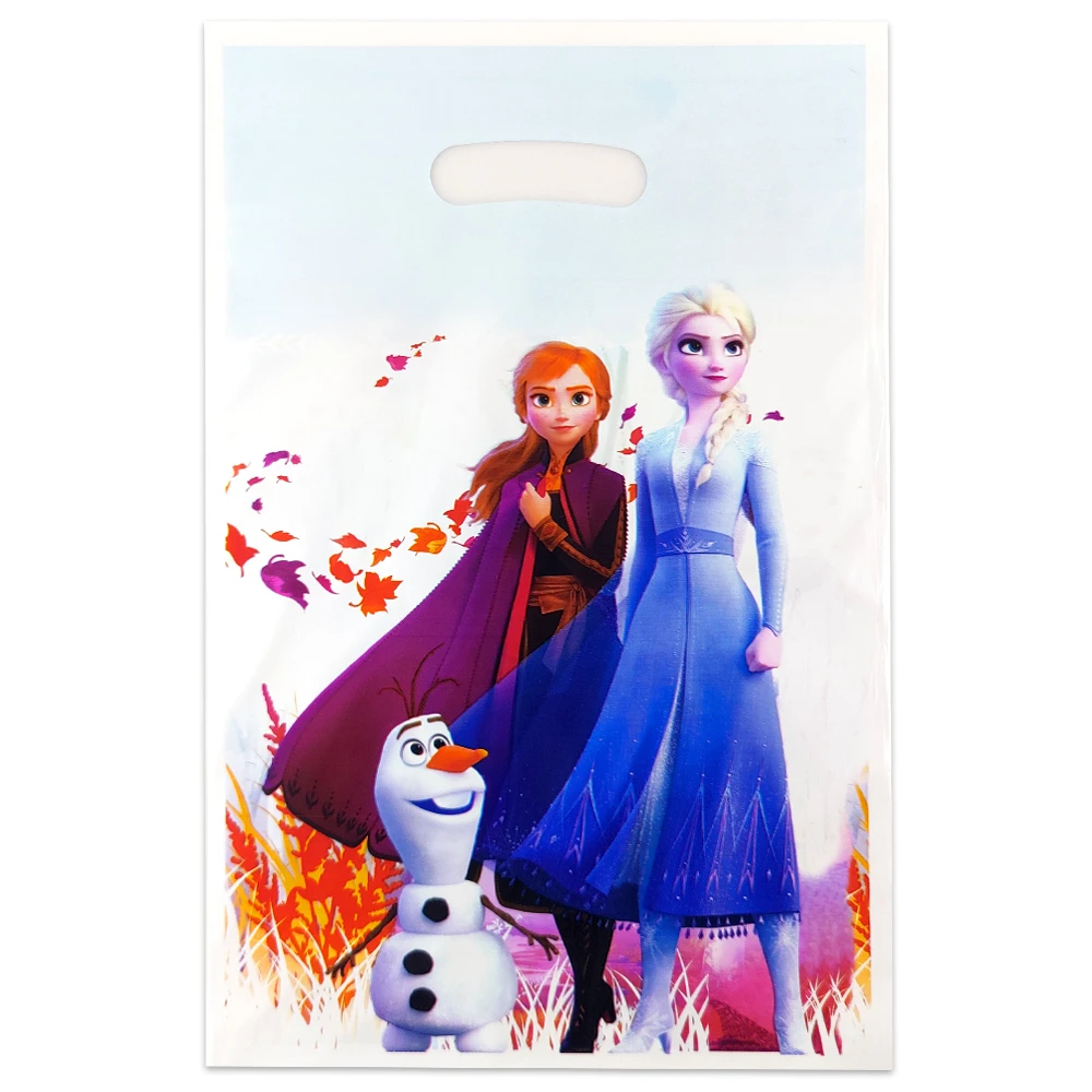 Disney-bolsas de dulces con temática de Frozen para niños y niñas, regalos de fiesta de feliz cumpleaños, decoración de bolsas de botín, 10 unidades