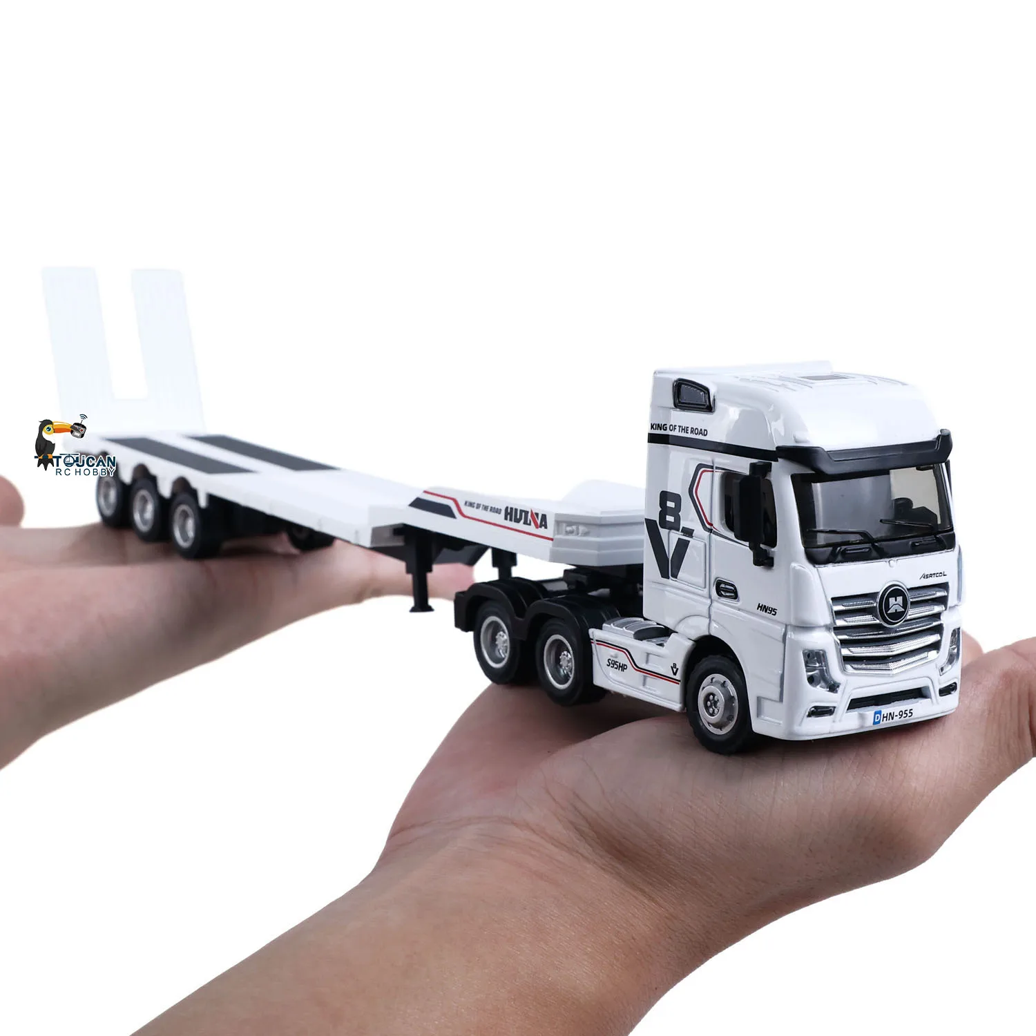 Auf Lager 9900 RTR HUINA 1/64 Ferngesteuerter Traktor-LKW mit 3-Achs-Sattelauflieger, Lichtern, Soundeffekten und Manuellen Stützbeinen – Detail 14