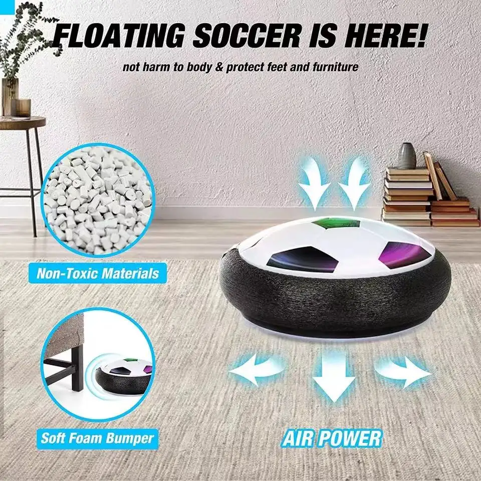 Hover Soccer Ball Toys para crianças, futebol elétrico flutuante, luz LED, música, jogo ao ar livre, brinquedos esportivos