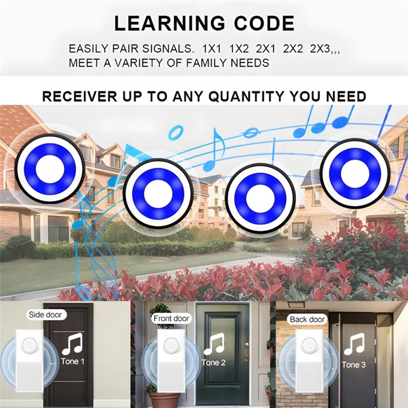 BNVN-Tuya WIFI Wireless Doorbell Outdoor IP65 Waterproof 200M Wireless Home Door Bell Chime 58 Songs Welcome Dingdong EU-Plug