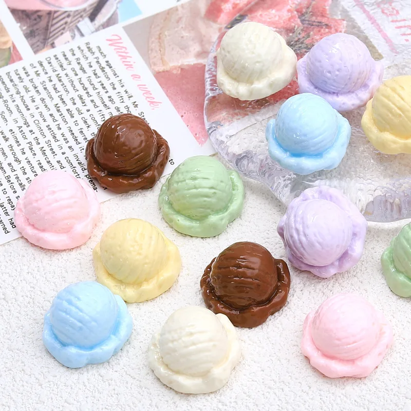 3pcs Dollhouse Colorful Ice Cream Scoop Mini Ice Cream Ball Dessert Model Resin DIY Doll Accessories Decoration Home Decor
