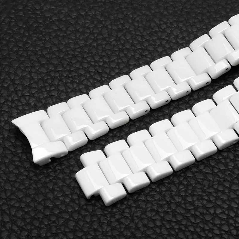 18mm Arc Ceramic watchband white replacement strap for AR1425 1426 1443 Bright Watch Chain Convex 19*9mm