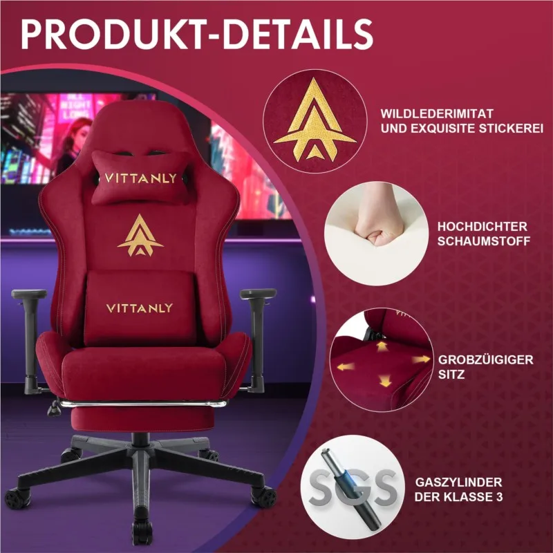 Kitinjoy Sedia da gioco per adulti con poggiapiedi Sedia da ufficio ergonomica Sedia da scrivania con lombare Nuova comoda sedia da ufficio per adulti