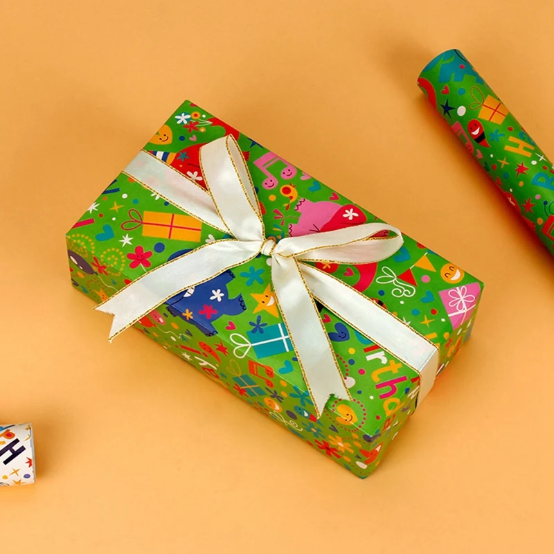 Hojas de papel de piezas con cinta, papel de regalo para fiesta de cumpleaños, 12 unidades