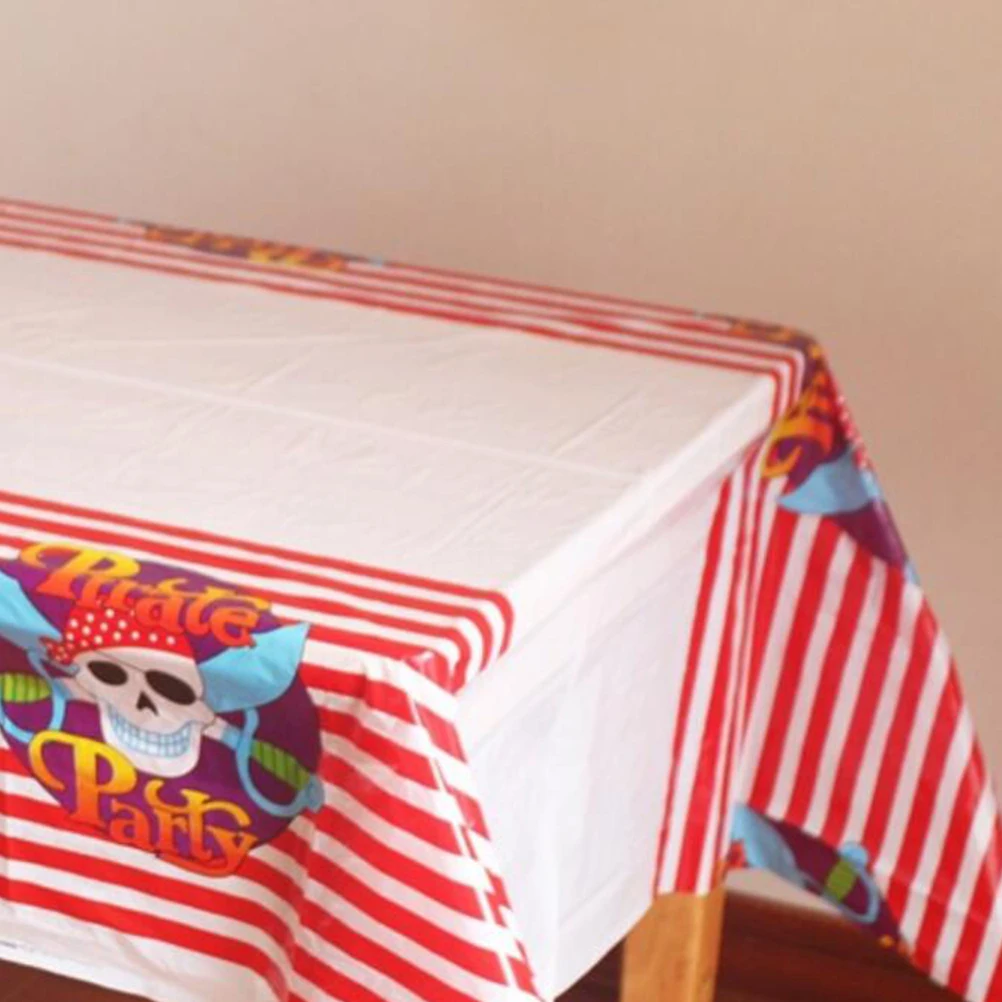

Plastic Pirate Tablecloth Tablecloths for Birthday Party Black Supplies Washable Anti-stain Picnic Covers Child