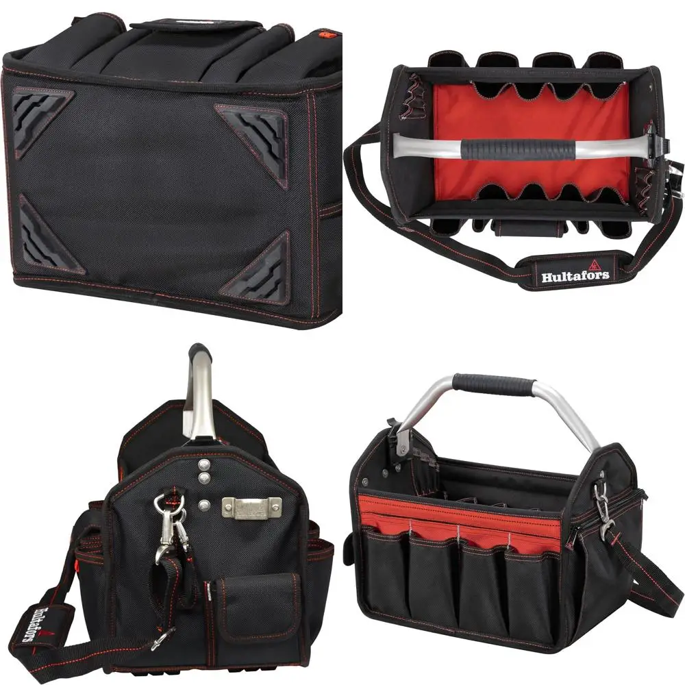 

Heavy-Duty Polyester Tool Bag with 32 Pockets, Open-Top Design, Molded Handle, and Tape Organizers