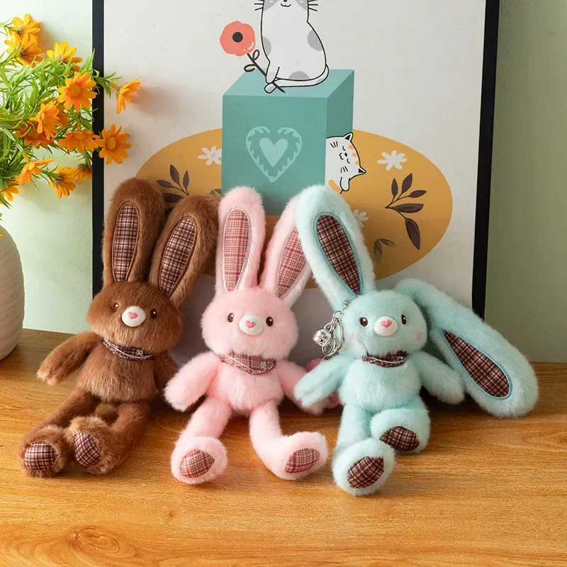 Elegante ziehende lange Ohren Kaninchen Plüschtiere gemütliche flauschige Cartoon lange Beine Hase Puppe schöne Schlüsselanhänger Dekor Mädchen Geburtstagsgeschenk