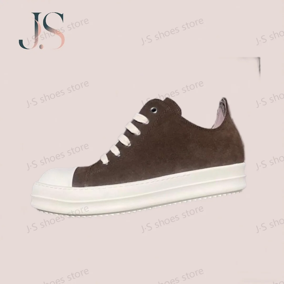 R-o Luxury Men Shoe Brown Suede Women Casual Sneaker Luxury Design Low Top Shoes Lace Up Cow Suede Leather Flat Sneakers