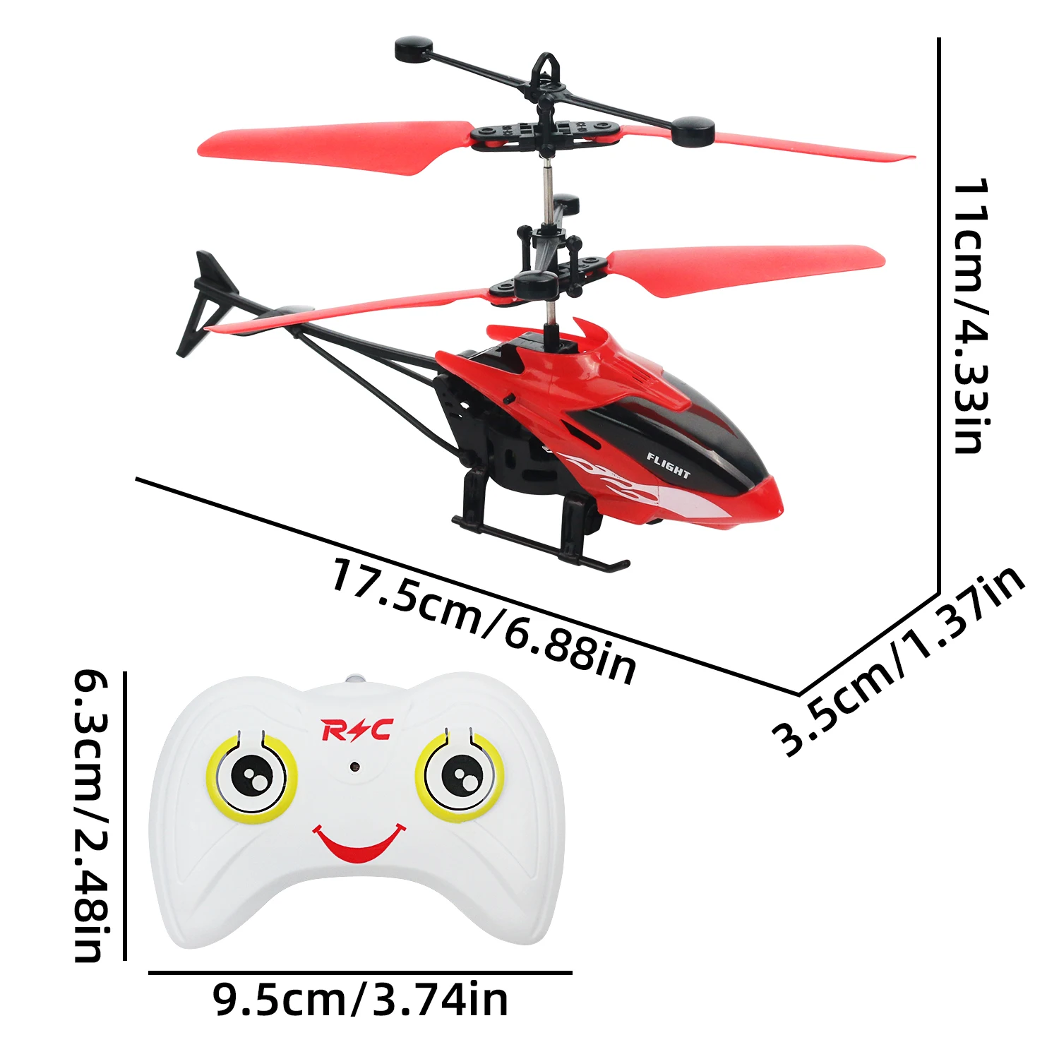 Remote controlled aircraft with lights can sense flight, withstand impact, and play. Suspended helicopter mini