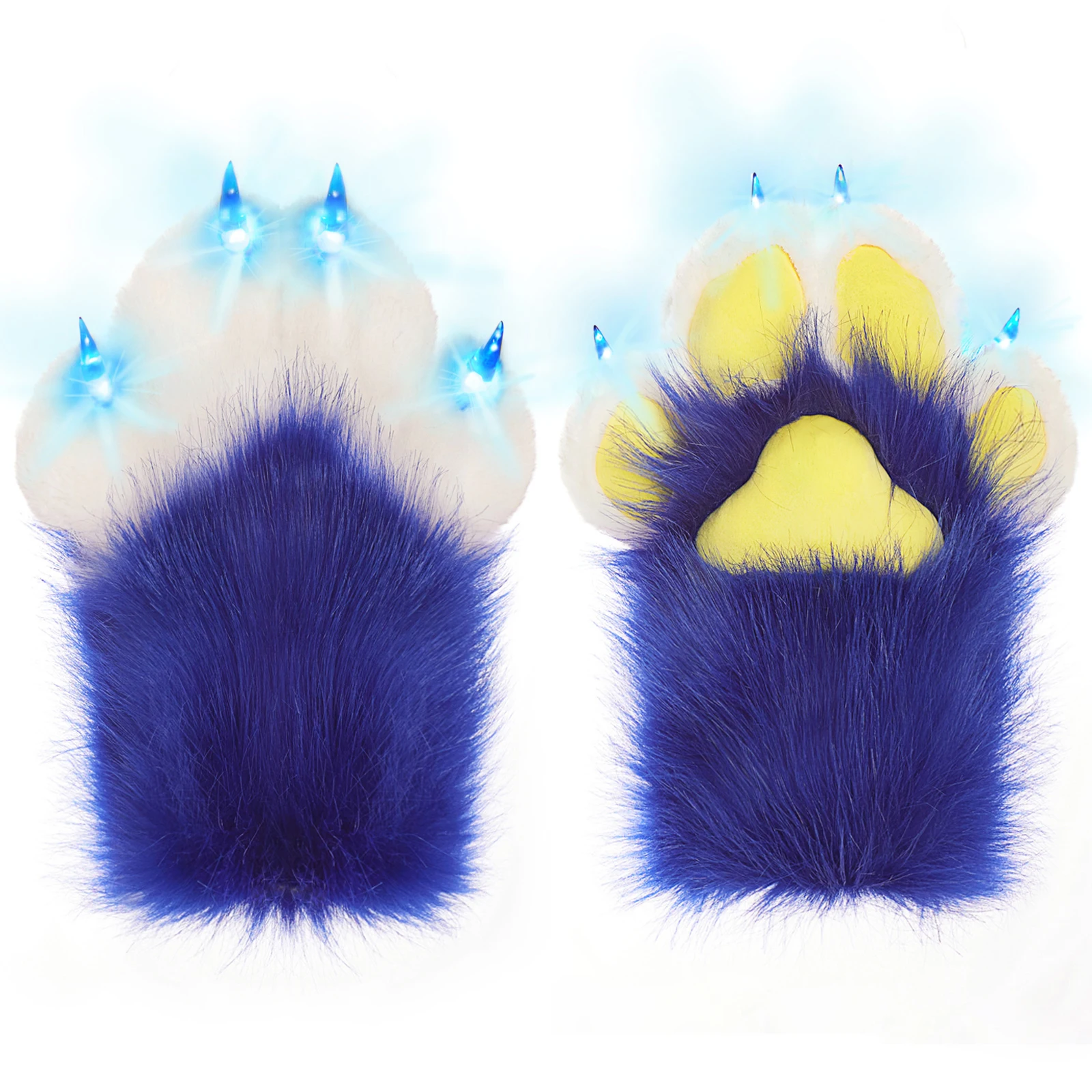 Glowing Furry Paw Gloves, LED Light Up Claws - Cool Costume Party Gear for Halloween Festivals, Gifts for Teens and Up