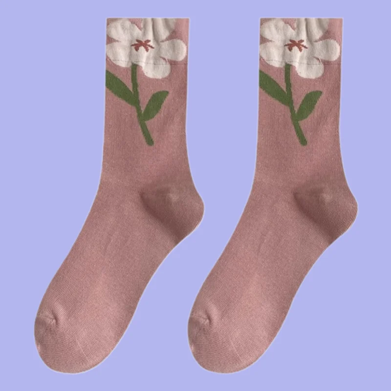 5/10 Pairs Summer Three-dimensional Flower Socks Women's Spring And Autumn Middle Tube Socks Sweet Cute Outer Wear Long Socks