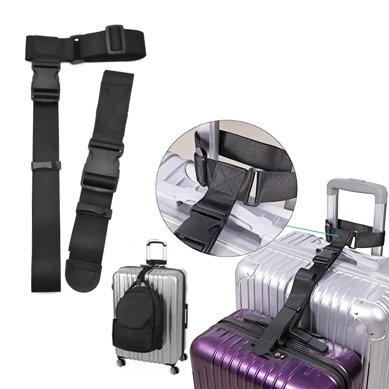 

Luggage Straps Adjustable Packing Strap Travel Accessories for Connect Three Luggage Together Black Durable Nylon Cargo Tie Down