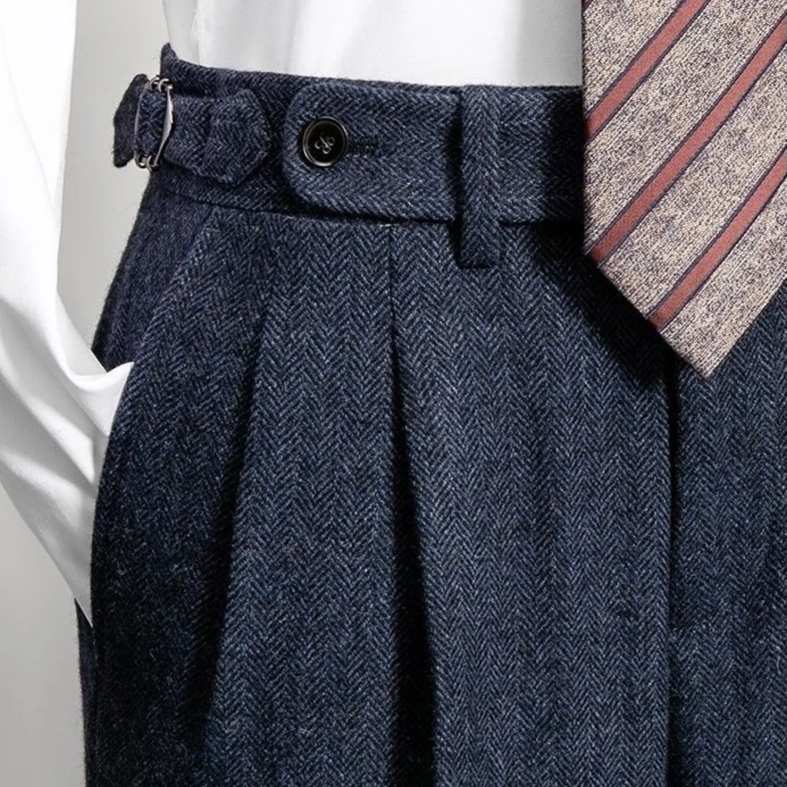 

AnnieBritney Твидовые мужские костюмные брюки с узором «елочка», умные повседневные облегающие зимне-осенние костюмы, брюки для мужчин, официальные повседневные брюки для мальчиков