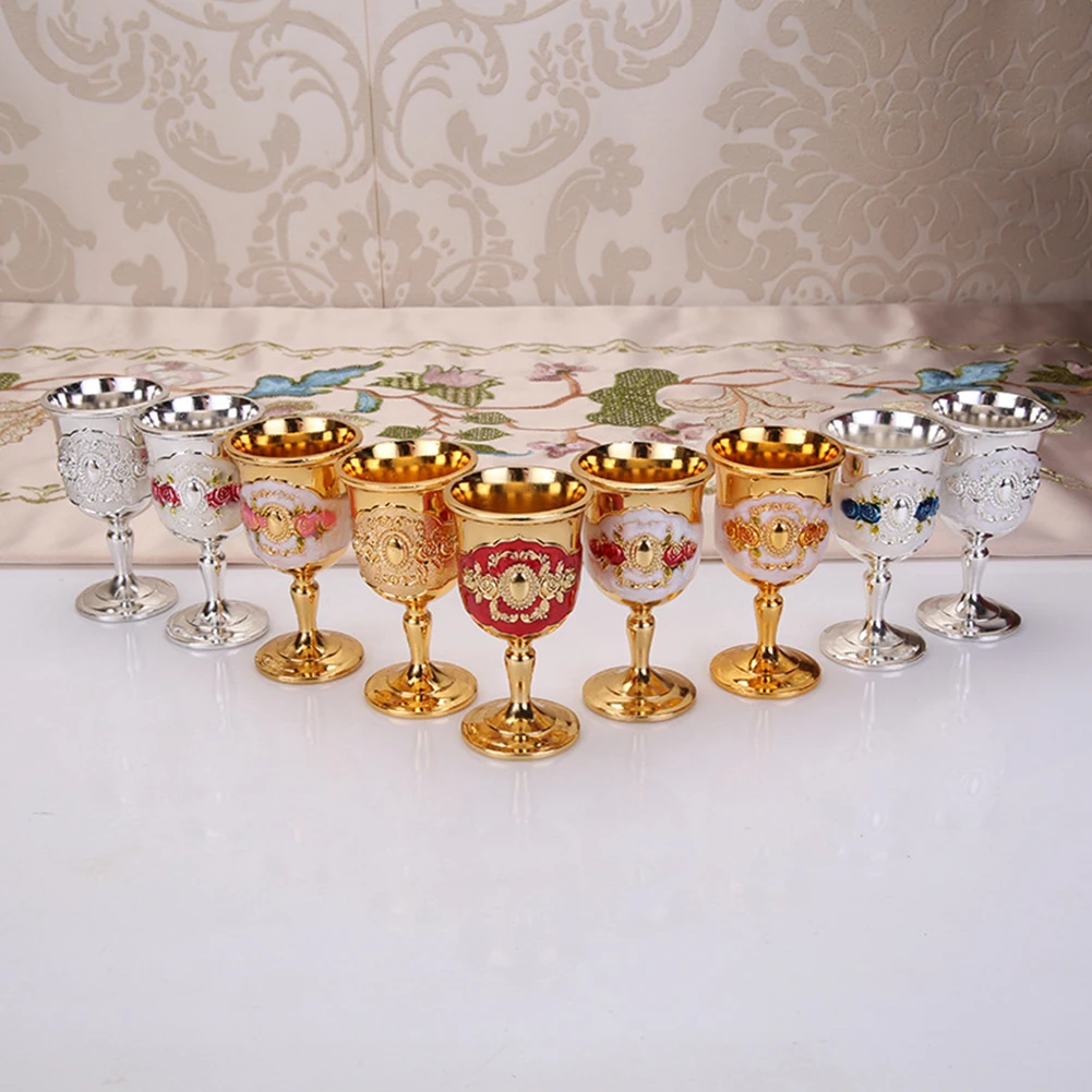 30ML Wine Glasses Goblet Alloy Material DIY 30ml Goblet For Spirits Cocktail Vodka Baijiu European Style Creative Birthday Gift