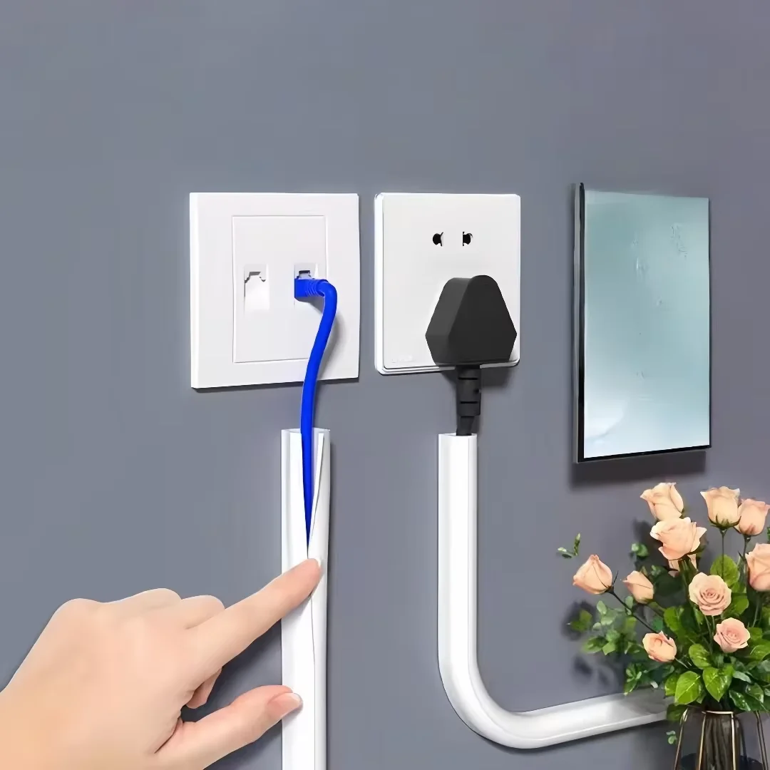 1PC 1/2/3meters Flexible Floor Cable Cover PVC Cord Wall Cord Hider Floor Cable Management Wire Cover Easy Installation view 6