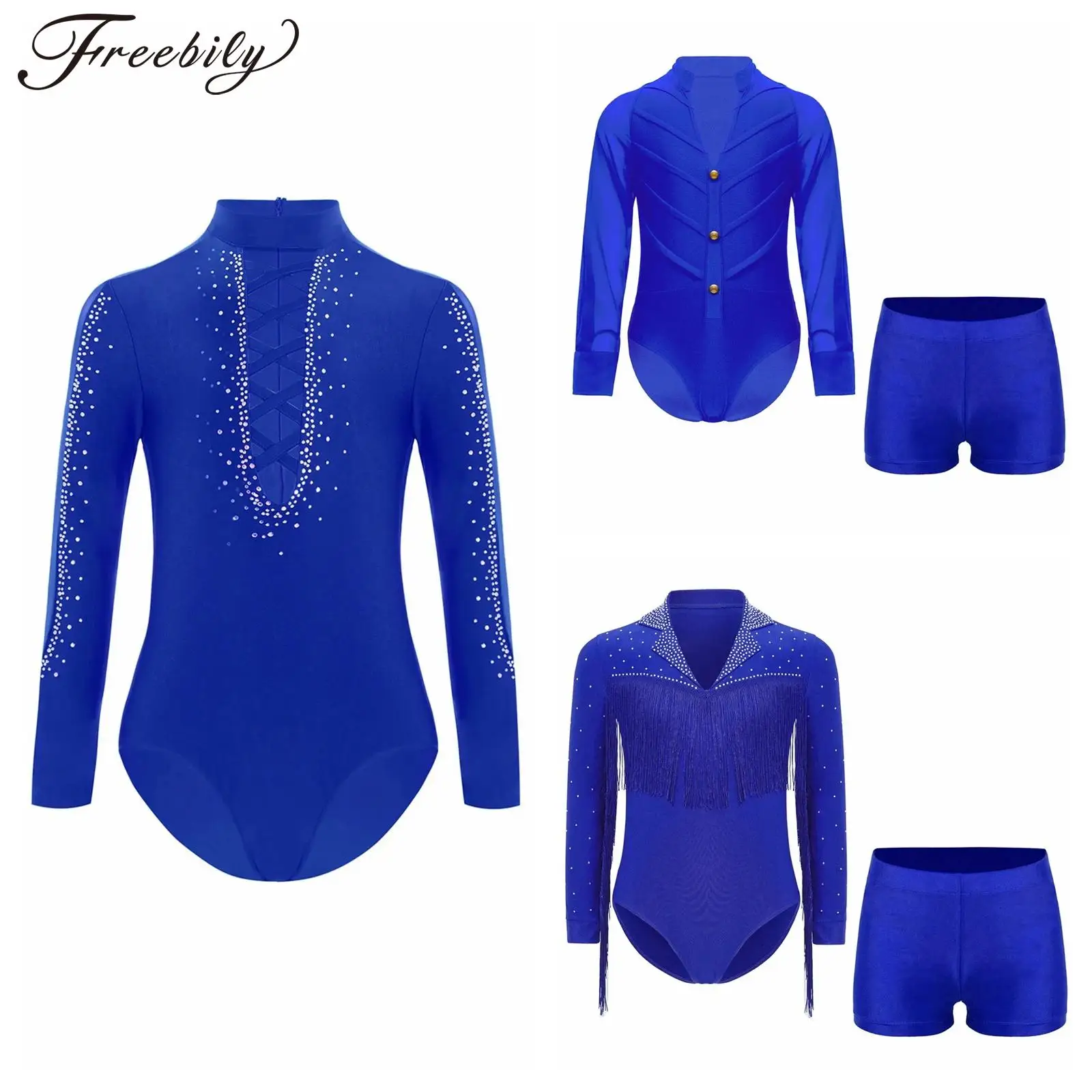 

Boys Latin Dance Bodysuit Children Dance Outfit Kids Rumba Cha-cha Figure Skating Gymnastics Leotards +Shorts Tango Jumpsuit