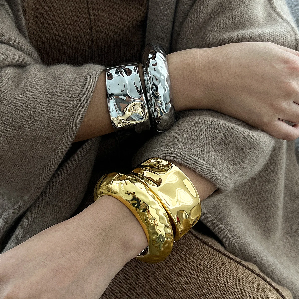 Nowe Punk Hip Hop szerokie asymetryczne bransoletki bransoletki dla kobiet oświadczenie bransoletki ze stopu mężczyźni biżuteria Femme akcesoria Manchette