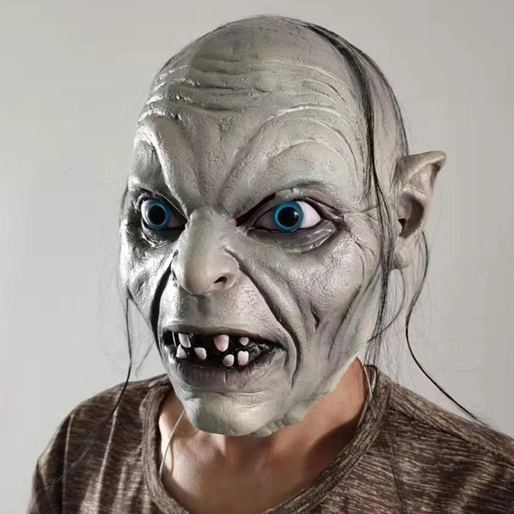 Casco cosplay in lattice per carnevale di Halloween - Maschera teschio horror Gollum, costume da festa Scheletro Mostro Elfo Zombies Purim