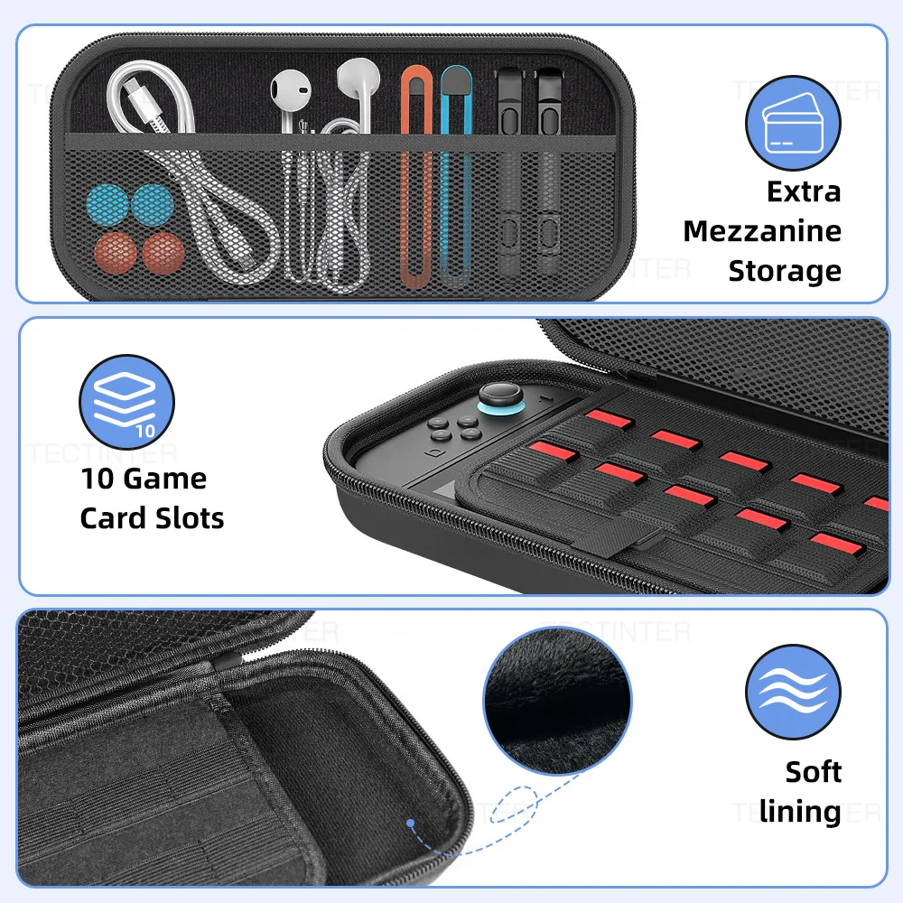 حقيبة حمل محمولة لـ NS 2 Joy-con تحكم السفر إيفا حقيبة مقاومة للصدمات مع فتحات بطاقات الألعاب لملحقات NS Switch 2