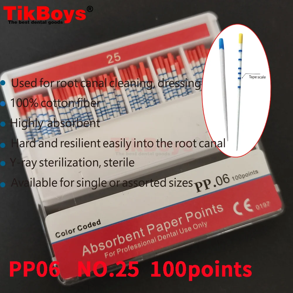 1Box Absorbent Paper Point Tooth Root Cotton Fiber Tips Dentist Products Dental Materi #15-40 F1 F2 GP/PP Material Endodoncia