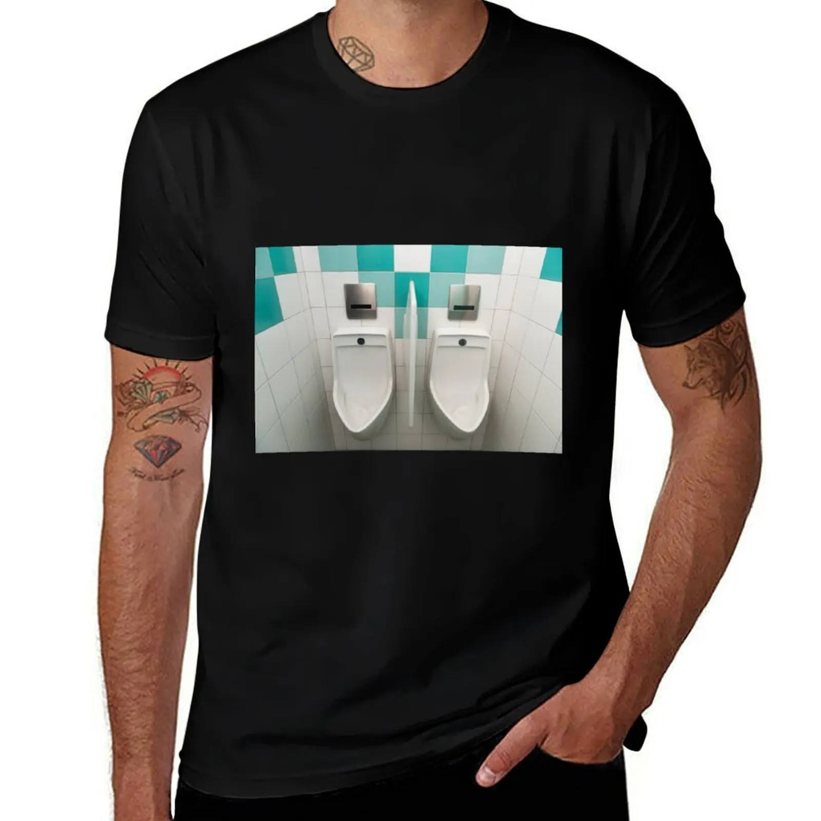 Urinal T-Shirt Casual Loose Short Sleeve Tee for Men