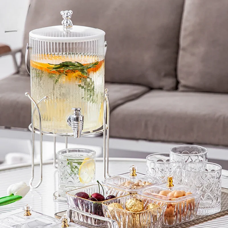z Weddings Party Iced Fruit Tea Jug Cold Kettle With Tap Plastic Milk Pitcher Beverage Dispenser Drink Water Juice Dispenser