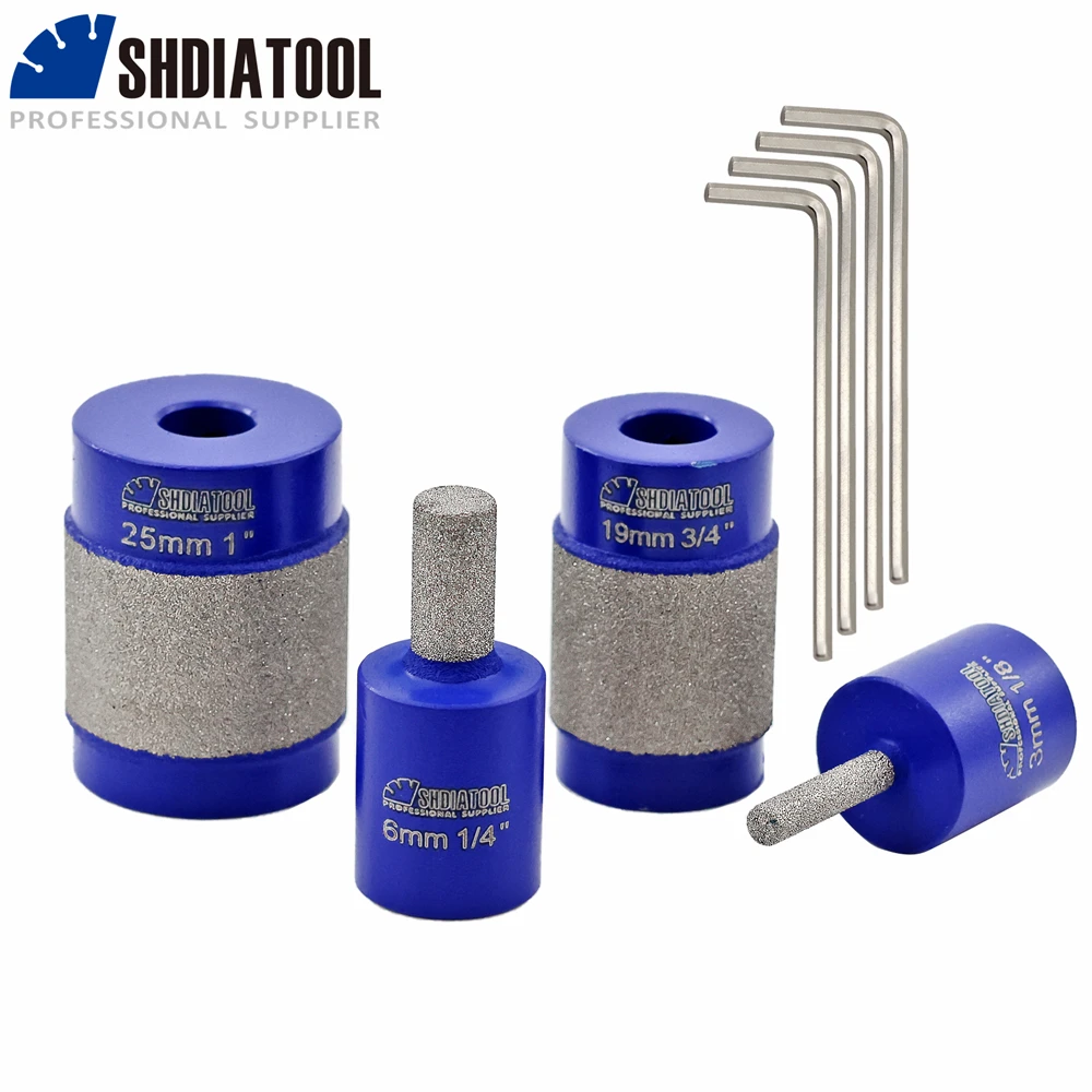 

SHDIATOOL Diamond Abrasive Block Grinding Milling Bits Glass Engraving Shell Craft Rocaille Grinder with M5 Allen Key