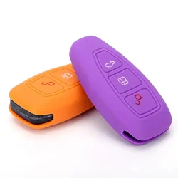 Silicone Car Key Case Cover For Ford Mondeo Focus Fiesta Kuga C-Max S-Max MK3 Replacement Auto 3 Buttons Key Protector