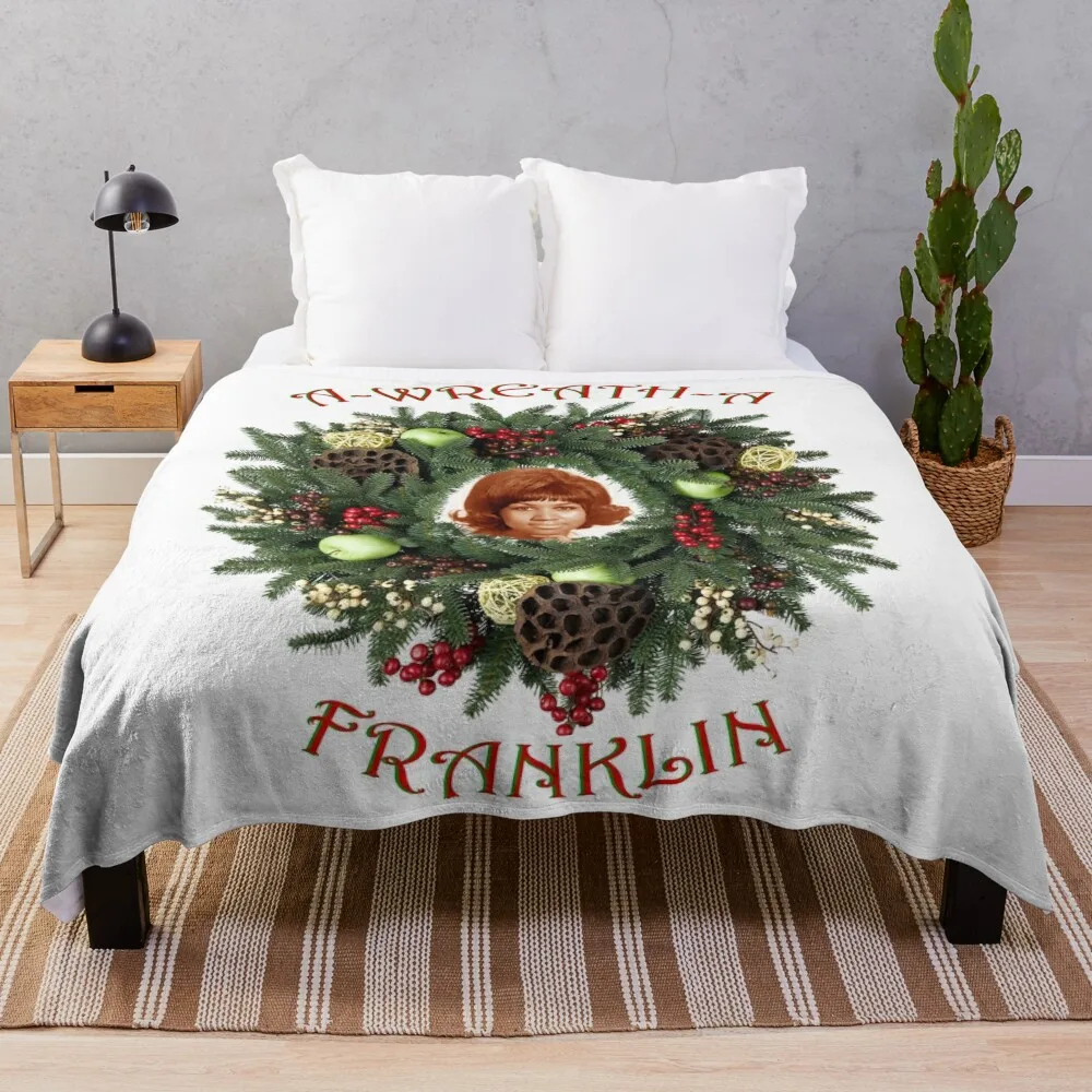 

A-WREATH-A, The Queen of Soul at Christmas Throw Blanket Furry wednesday Flannel Fabric Blankets