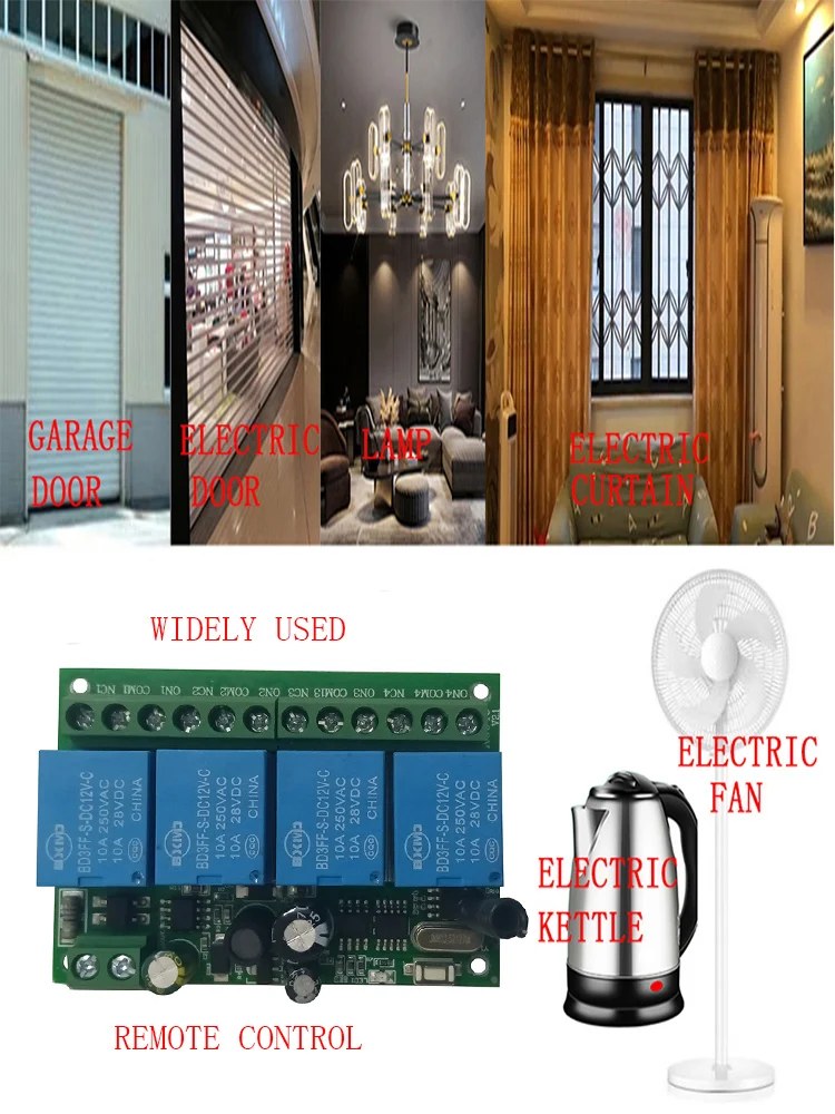 Smart Multiple AC110V 220V 433 MHz 4CH 4 Channel Wireless Radio Relay RF Remote Control Switch Receiver+Transmitter For garage